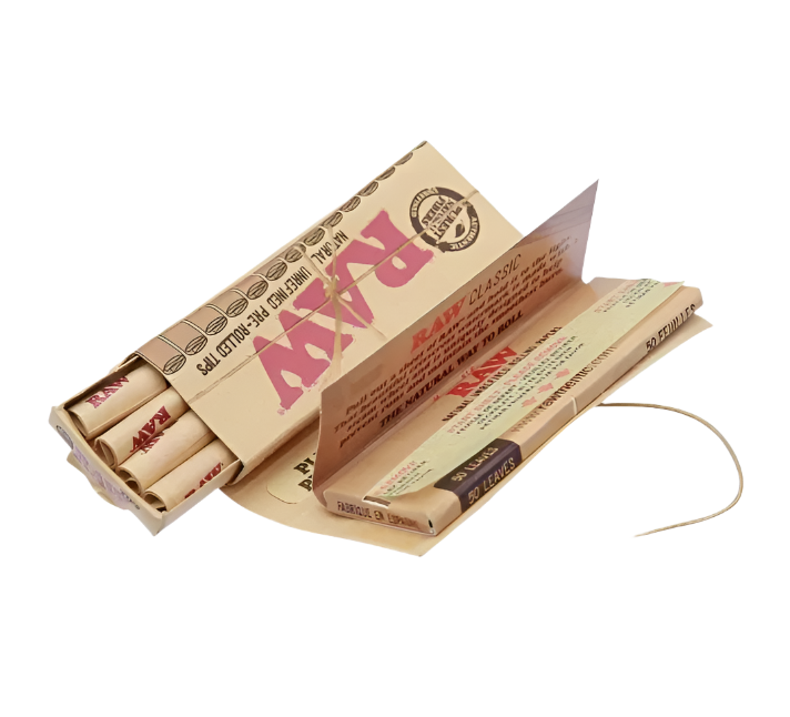 RAW CLASSIC CONNOISSEUR 1 1/4 ROLLING PAPERS WITH PRE-ROLLED TIPS
