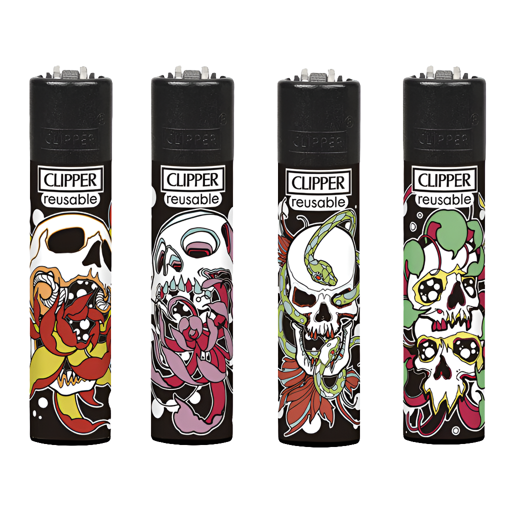 Large Clipper Lighter | Skulls N Flowers Themed